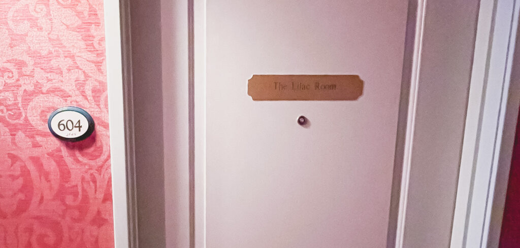 Lilac Room door at the Landmark Inn