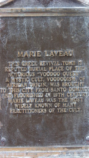 Marie Laveau Tomb Placard