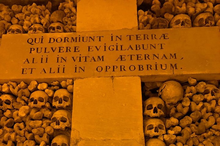 Paris Catacombs cross and skulls