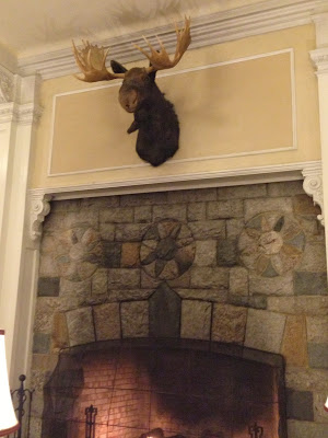 Fireplace in the main lobby of the Mount Washington Hotel