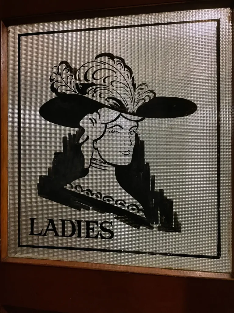 Ladies' restroom door in Manresa Castle