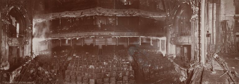 Panorama of the Iroquois Theatre's burned-out auditorium after the fire of December 30, 1903
