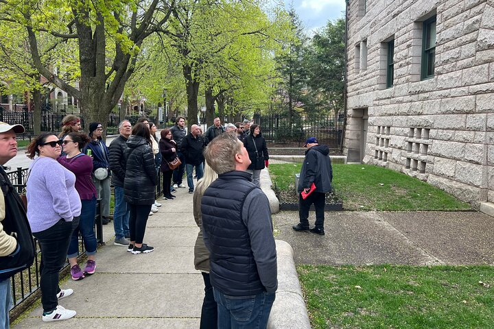 Outside the Glessner Mansion where our tour group meets.