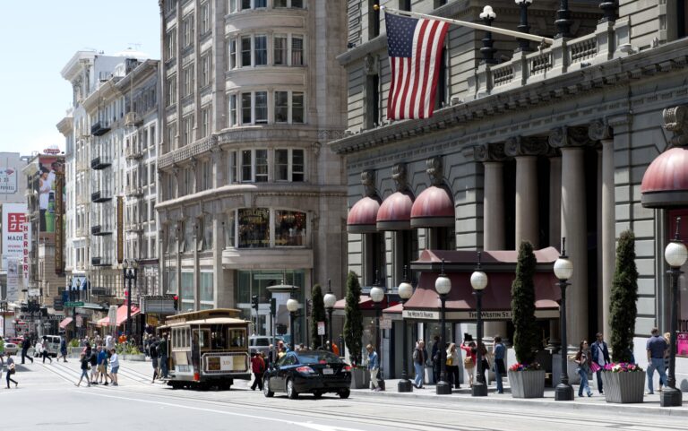 The Powell Street facade of the Westin St. Francis hotel, facing Union Square